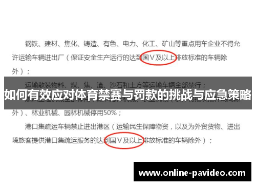 如何有效应对体育禁赛与罚款的挑战与应急策略